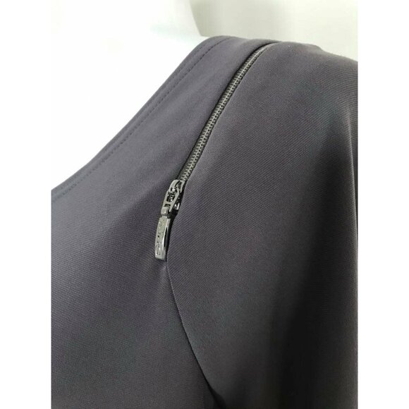 SYMPLI Tunic Blouse Top Size 10 Gray Stretchy Jersey Knit Zippered Shoulders EUC - Picture 5 of 8